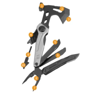 Multifunctional survival axe pliers folding knife pliers hammer with flint multi-purpose tool portable life-saving axe—RED
