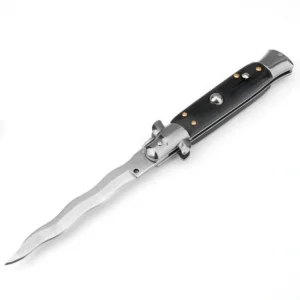 8.75 Inch Italian Stiletto Switch Kris Blade Flick Knife Black