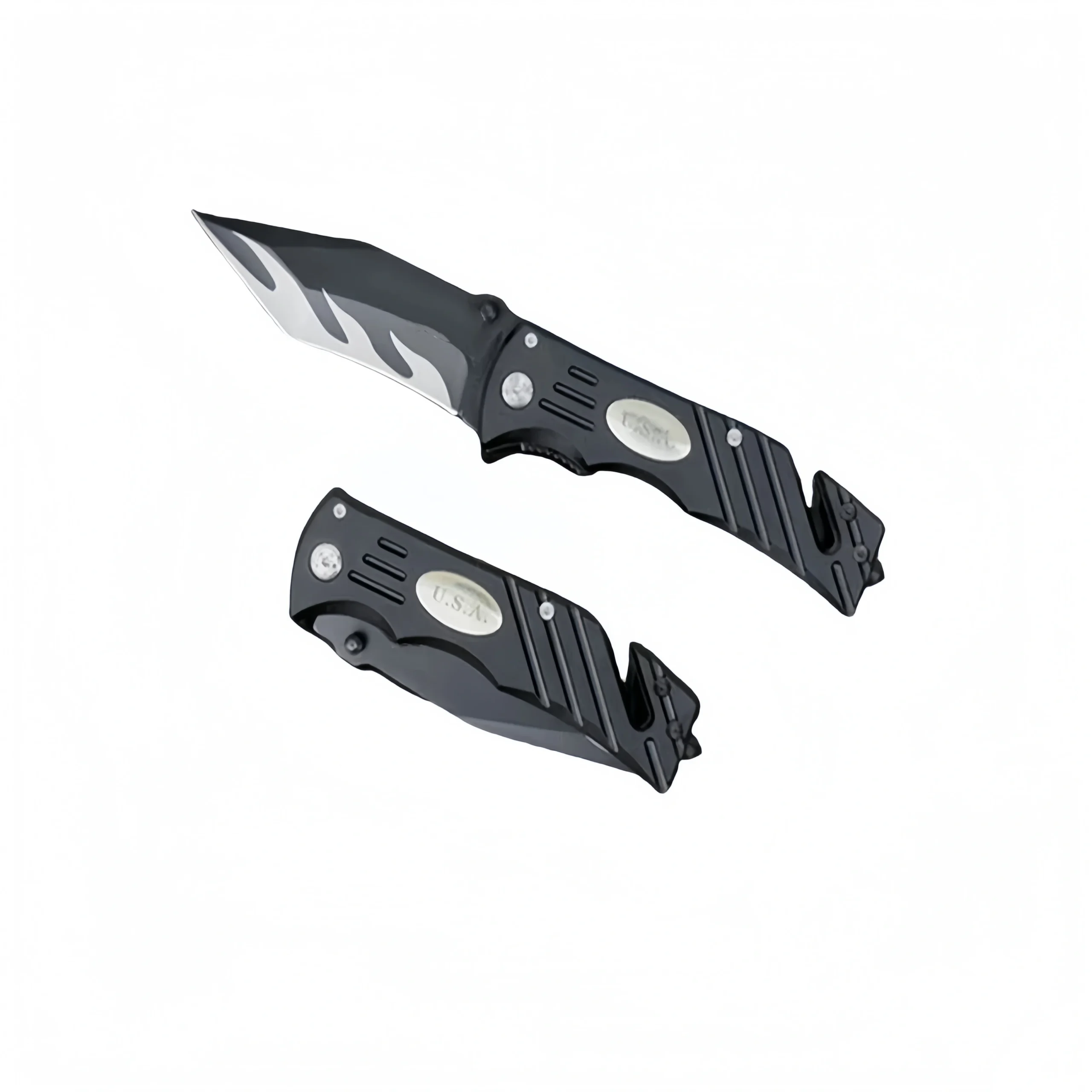 F20-scaled-1.webp Outdoor Pocket Knife with Partially Serrated Blade – Rescue Tool with Seatbelt Cutter & Glass Breaker – Benchmade Style EDC Knife