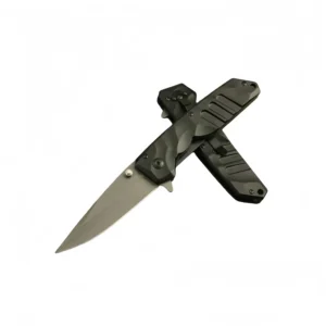 Outdoor Pocket Knife – Böker Style Folding Knife with Black Coated Blade and Fast Open Design