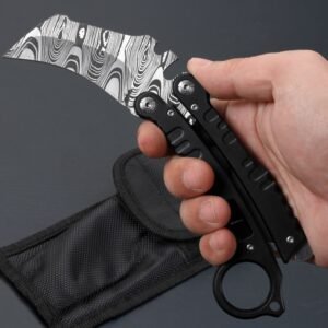 Karambit Knife Camping Outdoor Knife High Hardness Etched Butterfly Claw Knife Handmade Knife