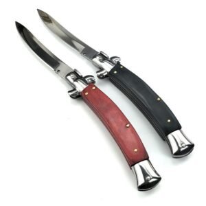 Red or Black wood Stiletto knife flick knife switchblade folding knife