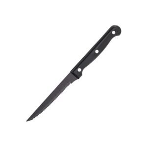 Stainless steel serrated knife with plastic handle