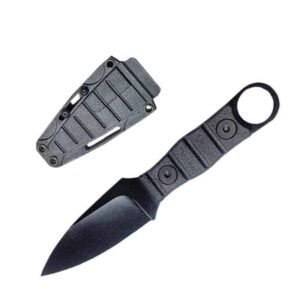 Outdoor straight knife, high hardness, sharpness, Outdoor small straight knife, with K sheath A-6 Black/black handle
