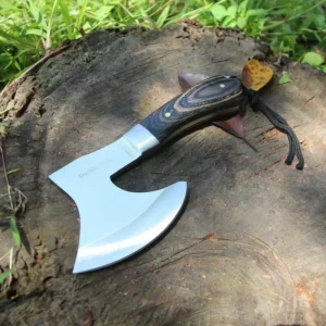 Portable Outdoor Stainless Steel axe throwing with Colored Wooden Handle – Lightweight Outdoor Defense Tool