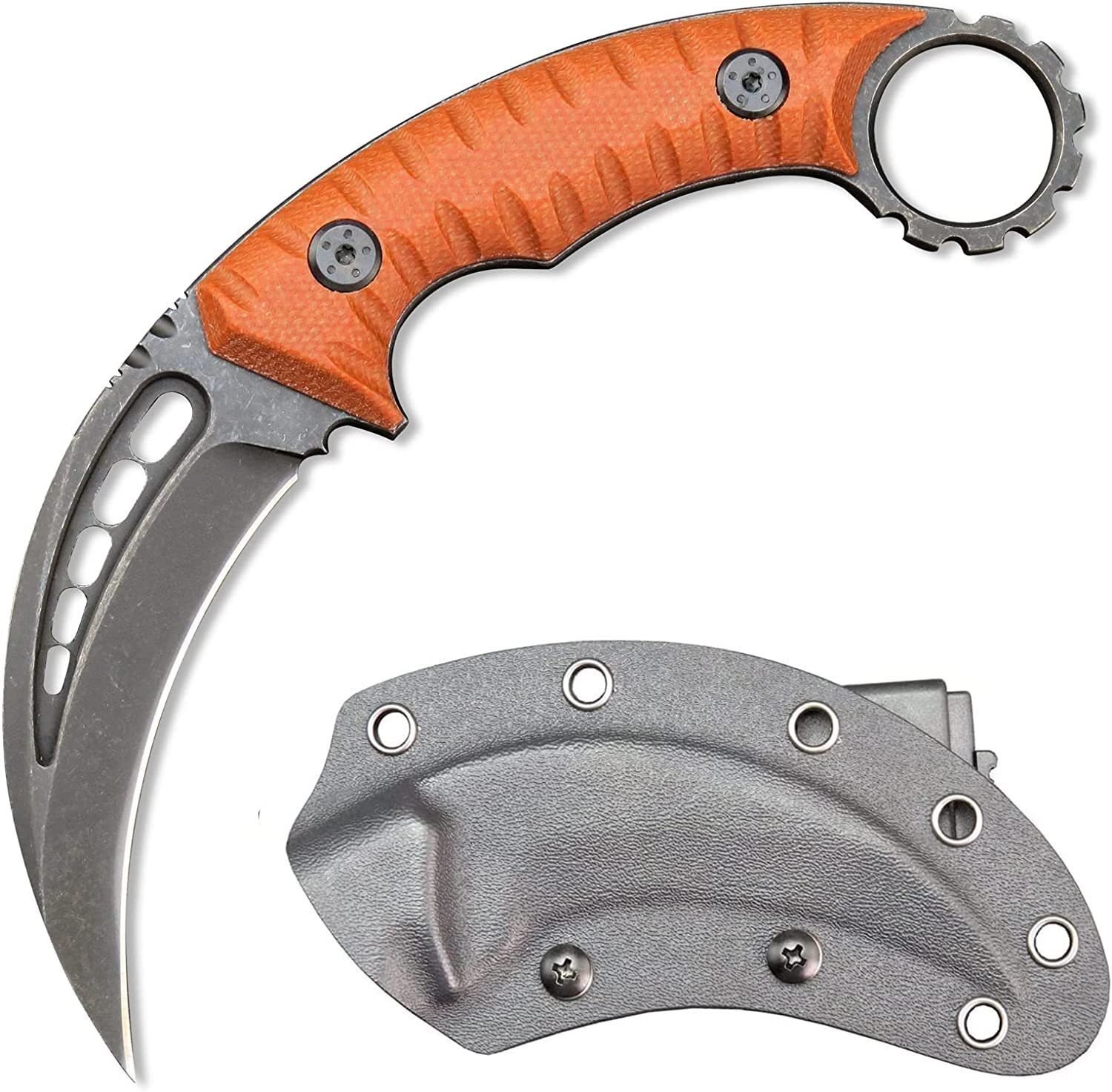 O1CN01eidxFQ1qdkkv24Diz_4128405519-0-cib-2.jpg Karambit Knife Fixed Blade D2 Steel + G10 Handle Outdoor Claw Knife With Protective Cover Edc Tool-Orange