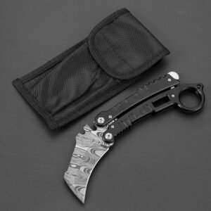 Karambit Knife Camping Outdoor Knife High Hardness Etched Butterfly Claw Knife Handmade Knife