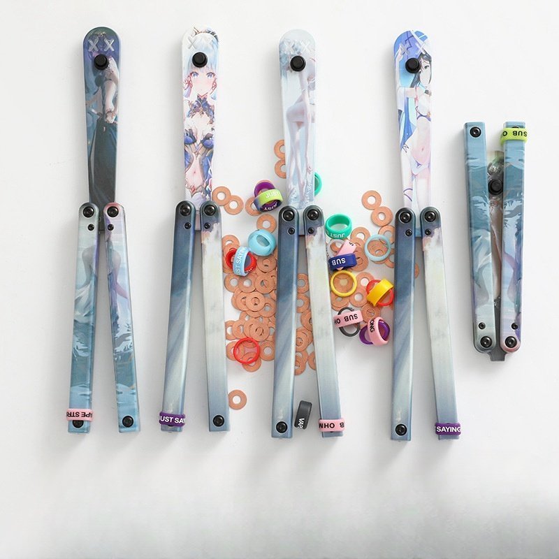 主图-04-2-1.jpg Butterfly Knife Flip Hand Knife Training Folding Knife Squid Safe No Open Edge