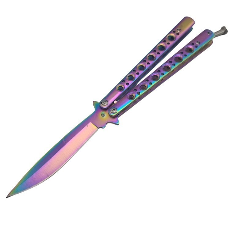 微信图片_20250312180850.jpg BM 42 Balisong Knife Butterfly Knife Spring Latch Rainbow