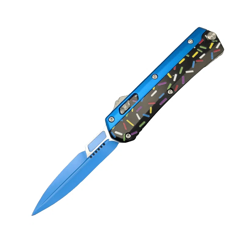 微信图片_20250428153110.webp Donut Fighter Switchblade OTF Knife–Blue & Black